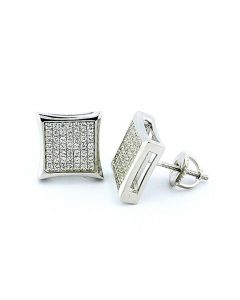 Kite Earrings Silver CZ 10.5mm Extra Large Pave Screw Back