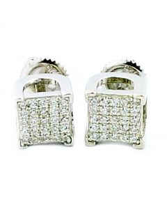Stud Earrings Fashion CZ Sterling Silver 7mm Wide Screw back