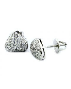 Heart Earrings Sterling Silver CZ Fashion Earrings Love Valentines Day Screw Back