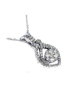 Diamond Drop Pendant 0.5ct 14K White Gold With 18 inch Necklace