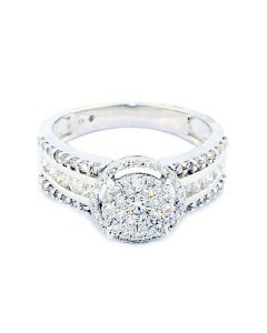 1ct Diamond Wedding Ring 3 in 1 Style Round Halo Top 10K White Gold