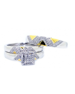 His and Her Rings Two Tone 10K White Gold 0.25ctw Diamonds