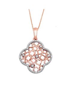 Womens Diamond Pendant and Necklace Set 10K Rose Gold 0.06ctw 18 Inch 
