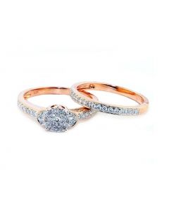 10K Rose gold Bridal Set Wedding Ring and Band 0.5ctw 6.5mm Wid