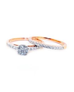 0.5ct Diamond Bridal Set 10K Rose Gold Princess Cut Style Pave Set Center
