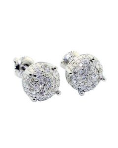 0.25ct Diamond Cube Earrings 8mm Wide Sterling Silver Screw on Back