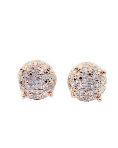0.25ct Diamond Cube Earrings 10K Rose Gold 8mm Wide Screw Back Round