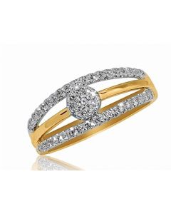 10K Yellow Gold Bridal Wedding Ring Set 0.4ct Diamonds 8mm Wide Split Shoulder