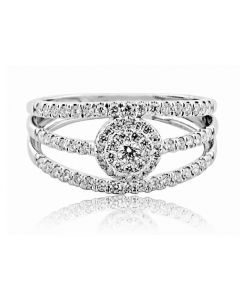 10K White Gold Bridal Wedding Ring 10mm Wide 0.27ct Diamonds 3 in 1 Style