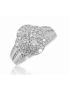 1ct Diamond Bridal Wedding Ring 10K White Gold 12.5mm Wide Flower Set 