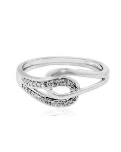 10K White Gold Anniversary Gift Ring 0.12ct 8mm Wide Band