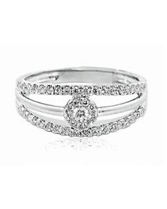 10K White Gold Bridal Wedding Ring Set 0.4ctw 3 in 1 Style 8mm Wide