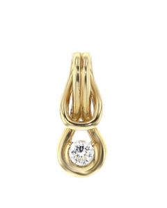 14K Yellow Gold Diamond Slide Pendant 1/4ct Round Diamond 18mm Tall