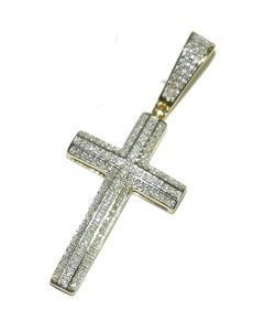 10K Gold Cross 1/3ctw Diamonds Mens or Womens Cross Pendant 38mm