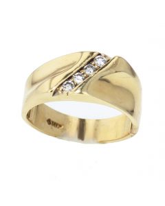 14k Gold 9mm Mens Wedding Band 0.5Ctw 4 Stone Diamond