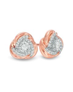 10K Rose Gold Womens Diamond Stud Earrings Floral Style Screw Back 0.14ctw