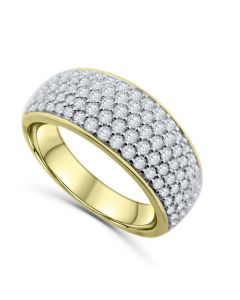 14K Gold Mens Wedding Band Ring Extra Wide 10mm 1.50ctw Diamonds Round Domed Ring for Men
