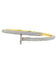 Midwest Jewellery 14K Gold Nail Bracelet Bangle Bracelet Women 1.80ctw Round Pave Diamonds 7