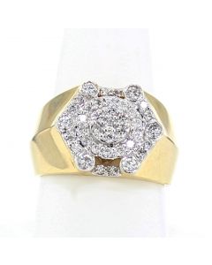 14K Gold Mens Ring With Diamonds 1.05ctw 15mm Wide 