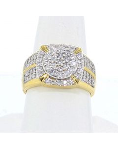 1.50ctw Diamond Ring Mens 14K Gold Round Diamonds Big Look 15mm Pinky Ring