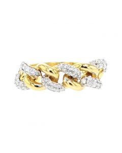 10K Gold Miami Link Style Diamond Ring Mens 1/2ctw Pinky Ring