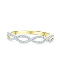 10K Gold Anniversary Band Ring Infinity Style Wedding Band 0.15ctw Diamonds 