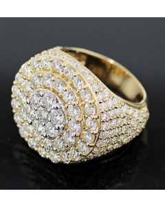 14K Gold Diamond Ring 7.95ctw Round Cluster Extra Large Mens Pinky Fashion Ring Lab-Grown Diamond Ring