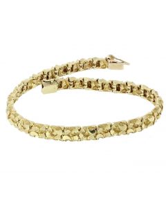 Midwest Jewellery 14K Gold Nugget Bracelet Mens Solid Gold 8 Inch Long Mens or Womens Bracelet 7.5 Inch 