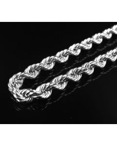 10K White Gold 5MM Hollow Rope Chain Necklace 20-30 Inches 