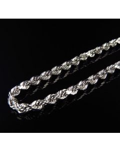 10K White Gold 4MM Hollow Rope Chain Necklace 18-28 Inches 