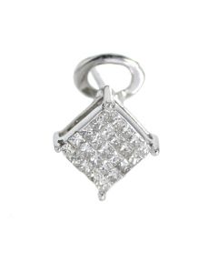 14K White Gold Diamond Earring Princess Cut Diamond Earrings 7mm Wide With 0.5ctw