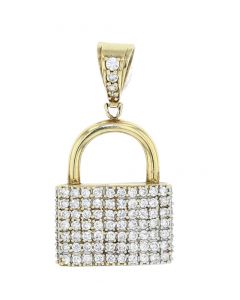 10K Gold Lock Pendant Mens Fashion Pendant Trendy Hip Hop Jewelry Iced Out With CZ