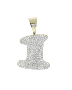 Number 1 Charm Diamond Pendant for Men or Women 10K Gold Number 1 0.98ctw 1.5 Inch Tal