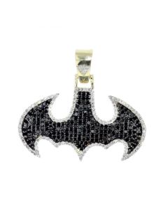 10K Gold Bat Pendant Mens or Womens Fashion Charm 2.36ctw Black Color Diamonds 