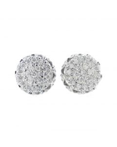 10K Yellow Diamond Stud Earrings Round Cluster Mens Earrings 0.61ctw 9mm Domed Screw Back