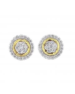 Diamond Earrings For Women Yellow Gold-Tone Round Cluster Earrings