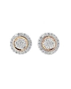 Diamond Earrings For Women Rose Gold-Tone Round Cluster