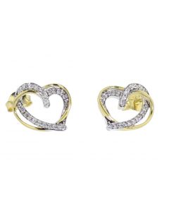 Diamond Earrings for Women Heart Earrings Yellow Gold-Tone Round