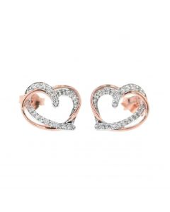 Diamond Earrings for Women Rose Gold-Tone Round Diamond Hearts