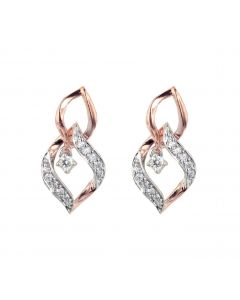 Womens Dangle Earrings Gold-Tone Diamond Linked Leaf Pattern