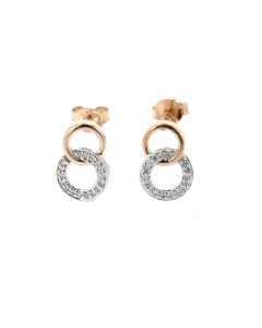 Diamond Earrings for Women Linked Circle Design Drop Rose Silver