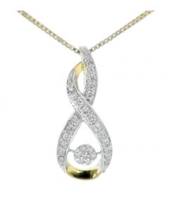 Midwest Jewellery Womens Diamond Pendant Drop Pendant Infinity Desing Yellow Gold-Tone Silver 1/4ctw Diamond