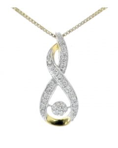 Womens Diamond Pendant Drop Infinity Design Yellow Gold-Tone
