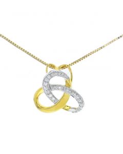 Womens Diamond Pendant Yellow God-Tone Knot Style Woven Design