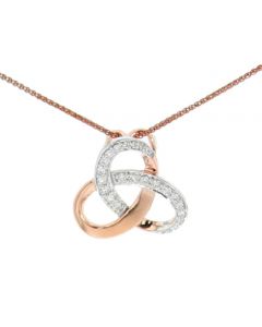 Womens Diamond Pendant Rose God-Tone Knot Style Woven Design
