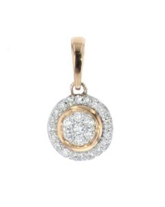 Diamond Pendant for Womens Round Cluster Halo Style Rose Silver