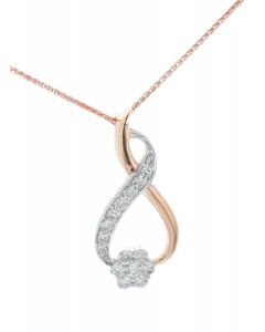 Midwest Jewellery Diamond Pendant for Womens 0.38ctw Round Cluster Infinity Design Ladies Rose Gold-Tone Silver 23mm