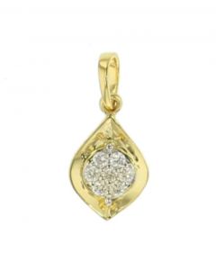 Diamond Pendant for Womens Round Cluster Yellow Leaf Design