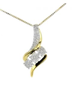 Diamond Pendant for Women Drop 3 Round Cluster Yellow Silver