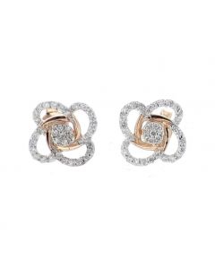 Diamond Earrings for Women Rose Silver Flower Earrings Round